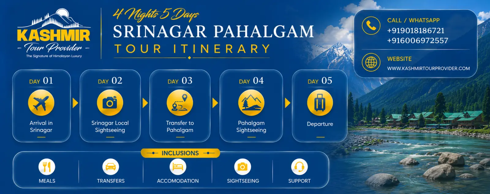 4 Nights 5 Days Srinagar Pahalgam Tour Itinerary