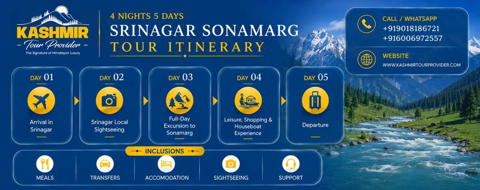 4 Nights 5 Days Srinagar Sonamarg Tour Itinerary