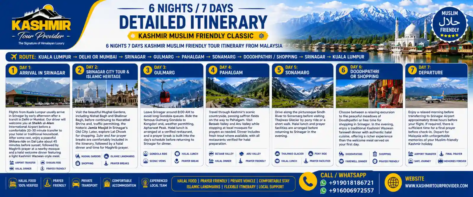 6 Nights 7 Days Kashmir Muslim Friendly Tour Itinerary from Malaysia