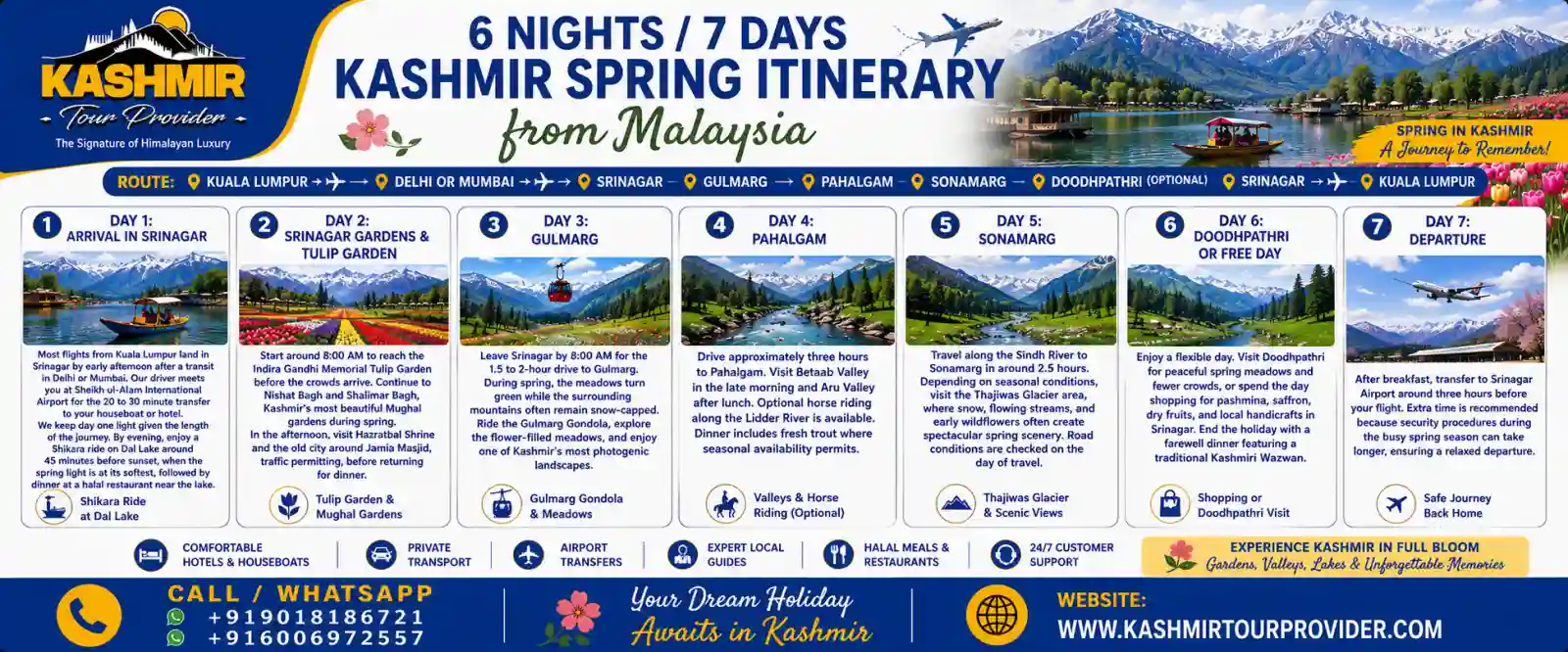 6 Nights 7 Days Kashmir Spring Itinerary from Malaysia