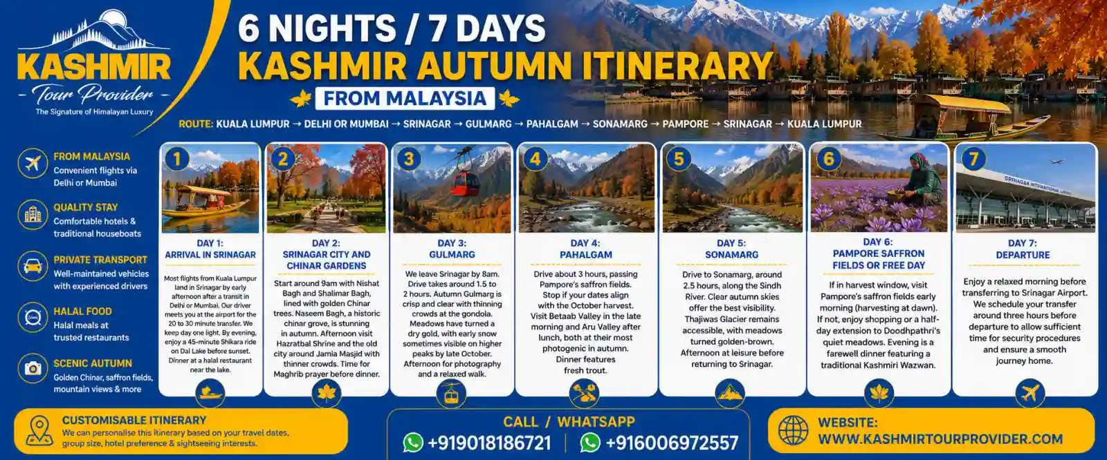 6 Nights 7 Days Kashmir Autumn Itinerary From Malaysia