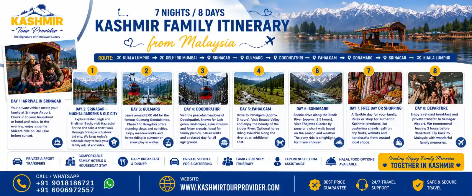 7 Nights 8 Days Kashmir Family Itinerary from Malaysia