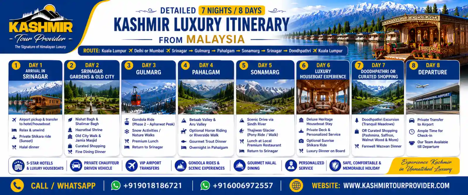 7 Nights 8 Days Kashmir Luxury Itinerary from Malaysia