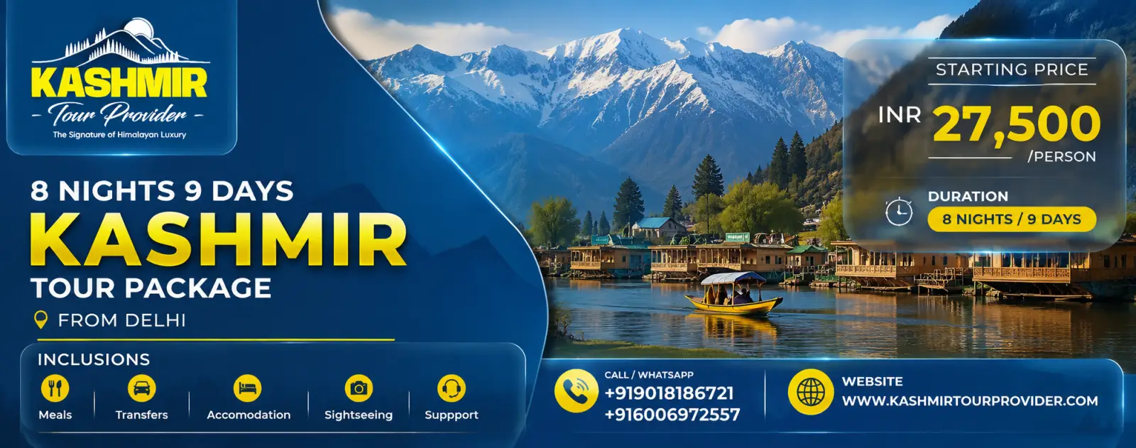 Kashmir Trip Itinerary from Delhi 8 Nights 9 Days with Gurez