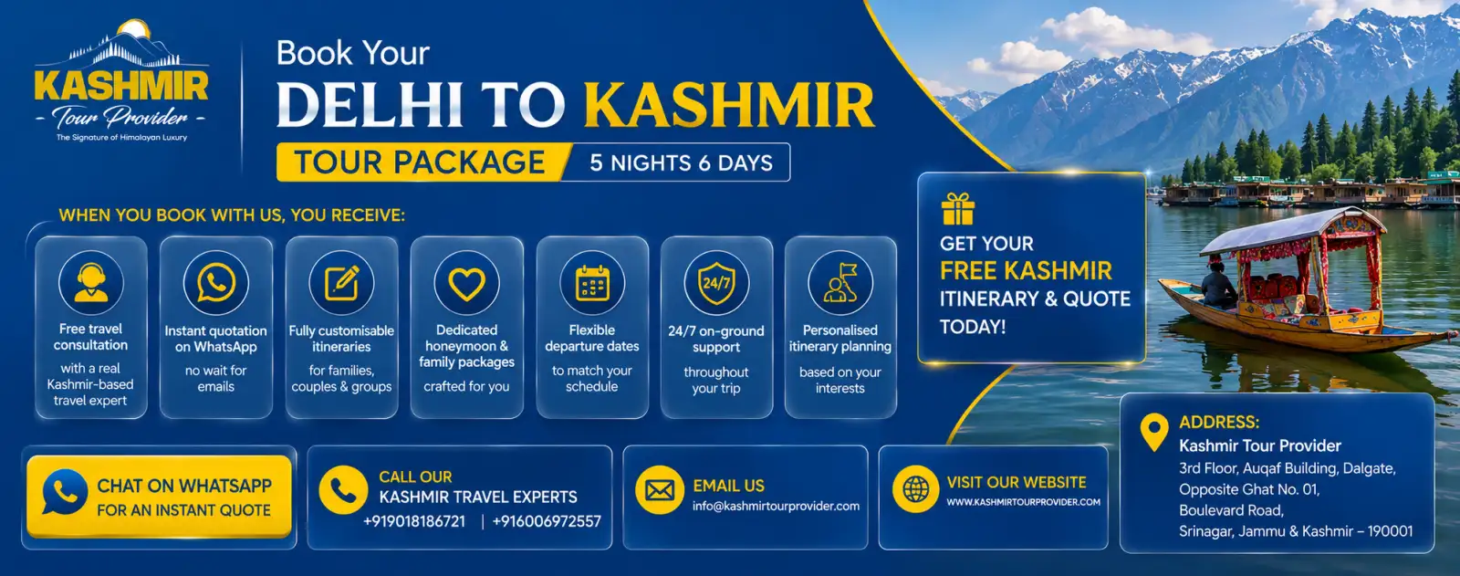 Book Delhi to Kashmir Tour Package 5 Nights 6 Days