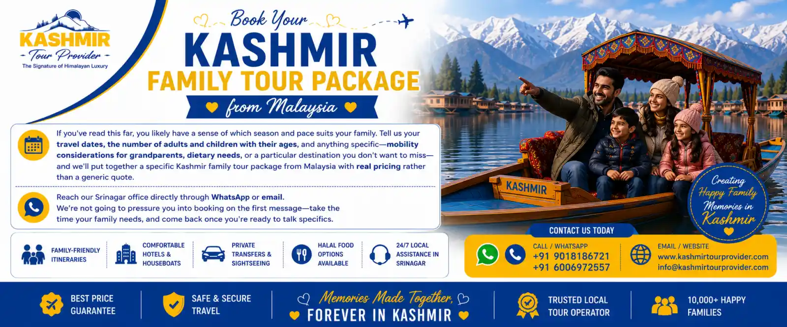 Book your Kashmir family tour package from Malaysia