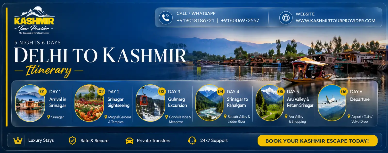 Kashmir Tour Package Itinerary from Delhi