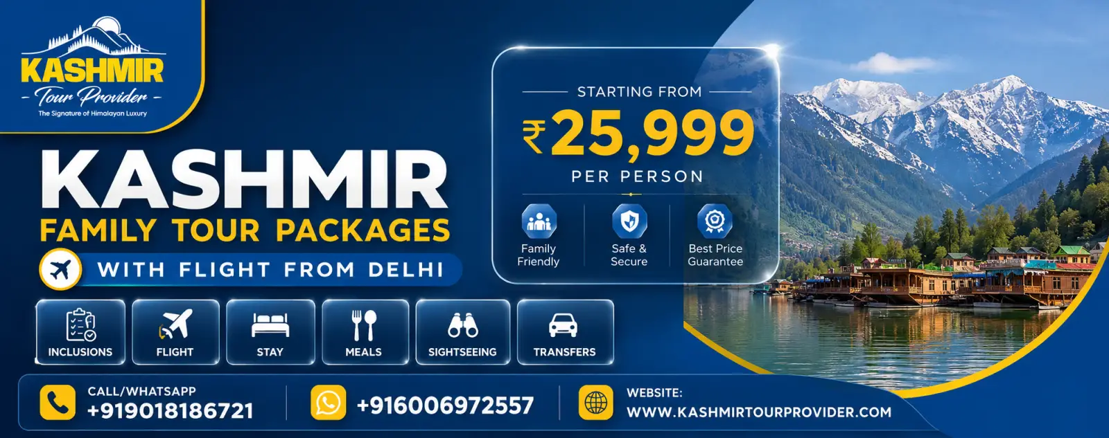 Kashmir Family Tour Packages from Delhi by Flight