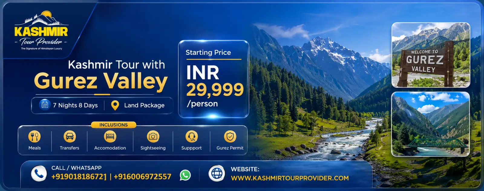 Kashmir Tour with Gurez Valley | 7 Nights 8 Days Package