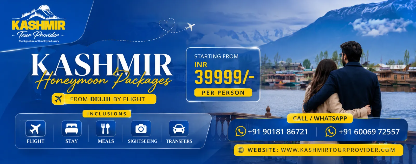 Kashmir Honeymoon Package from Delhi by Flight