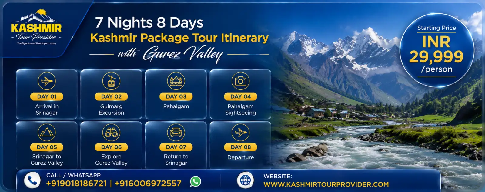 7 Nights 8 Days Kashmir Tour with Gurez Valley Itinerary