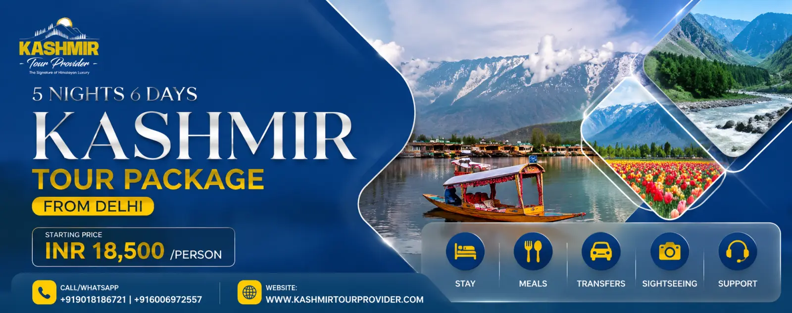 5 Nights 6 Days Kashmir Tour Package from Delhi | Srinagar, Gulmarg, Pahalgam & Sonamarg