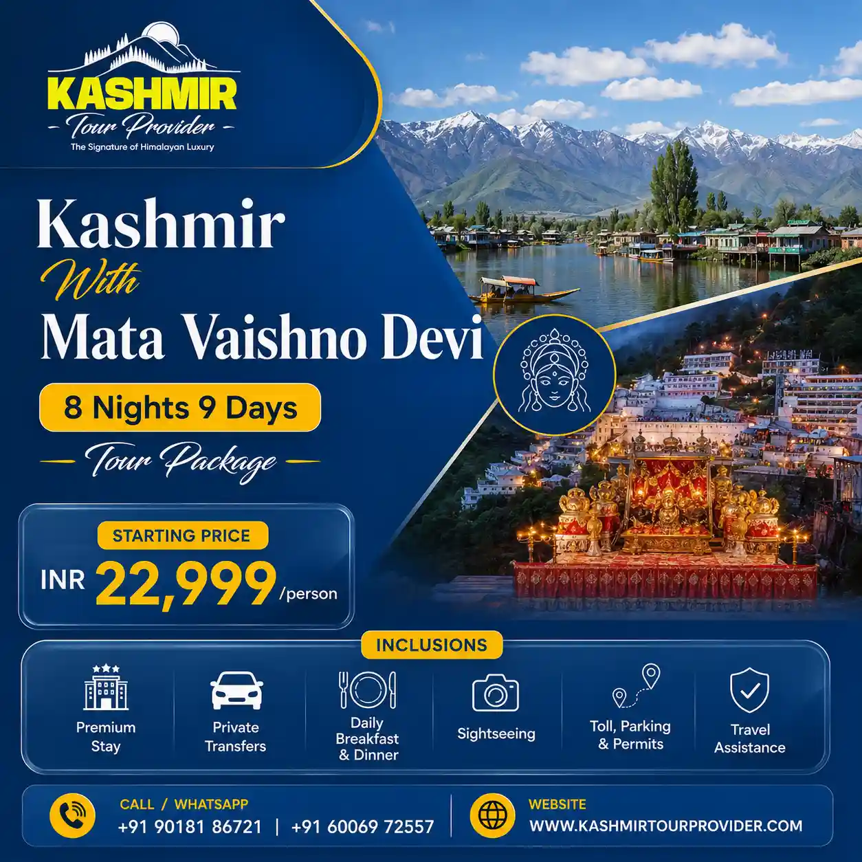 Kashmir With Mata Vaishno Devi 8 Nights 9 Days Tour Package