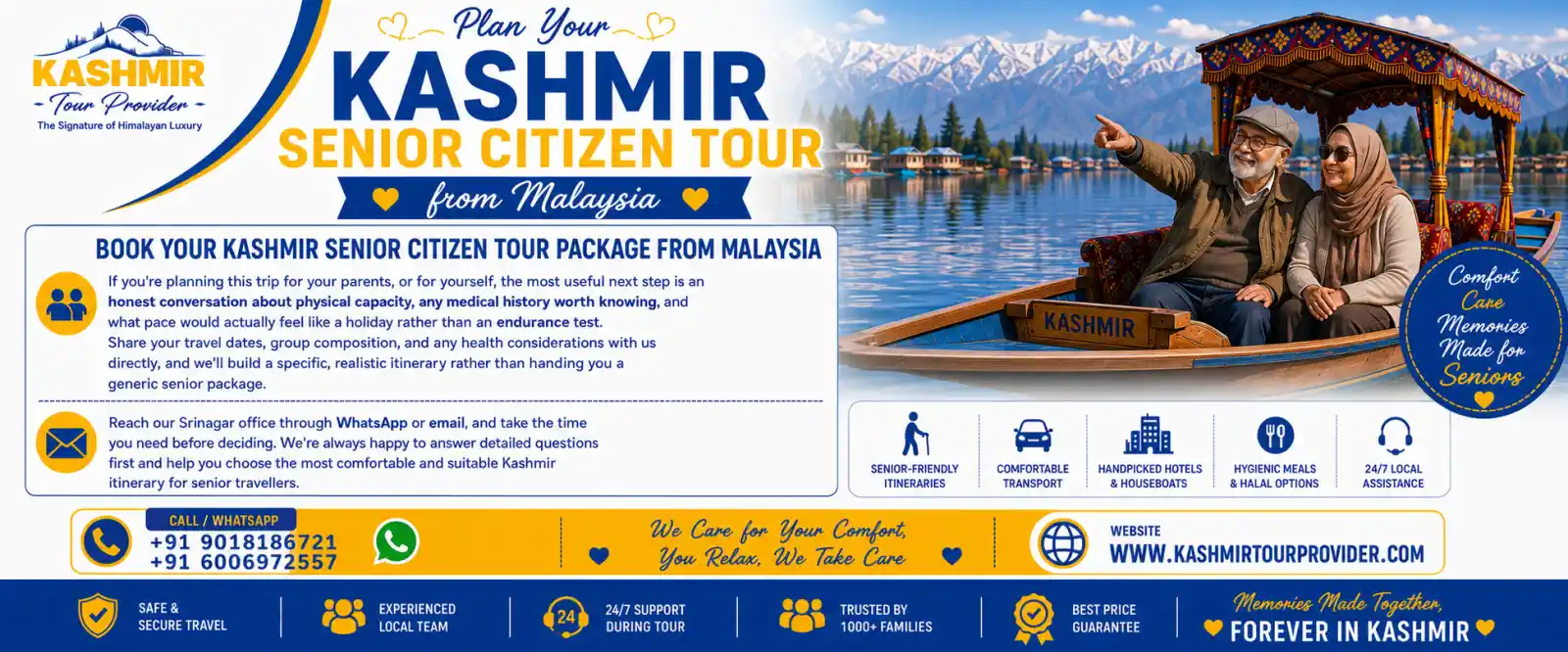 Book your Kashmir Senior Citizen Tour Package from Malaysia